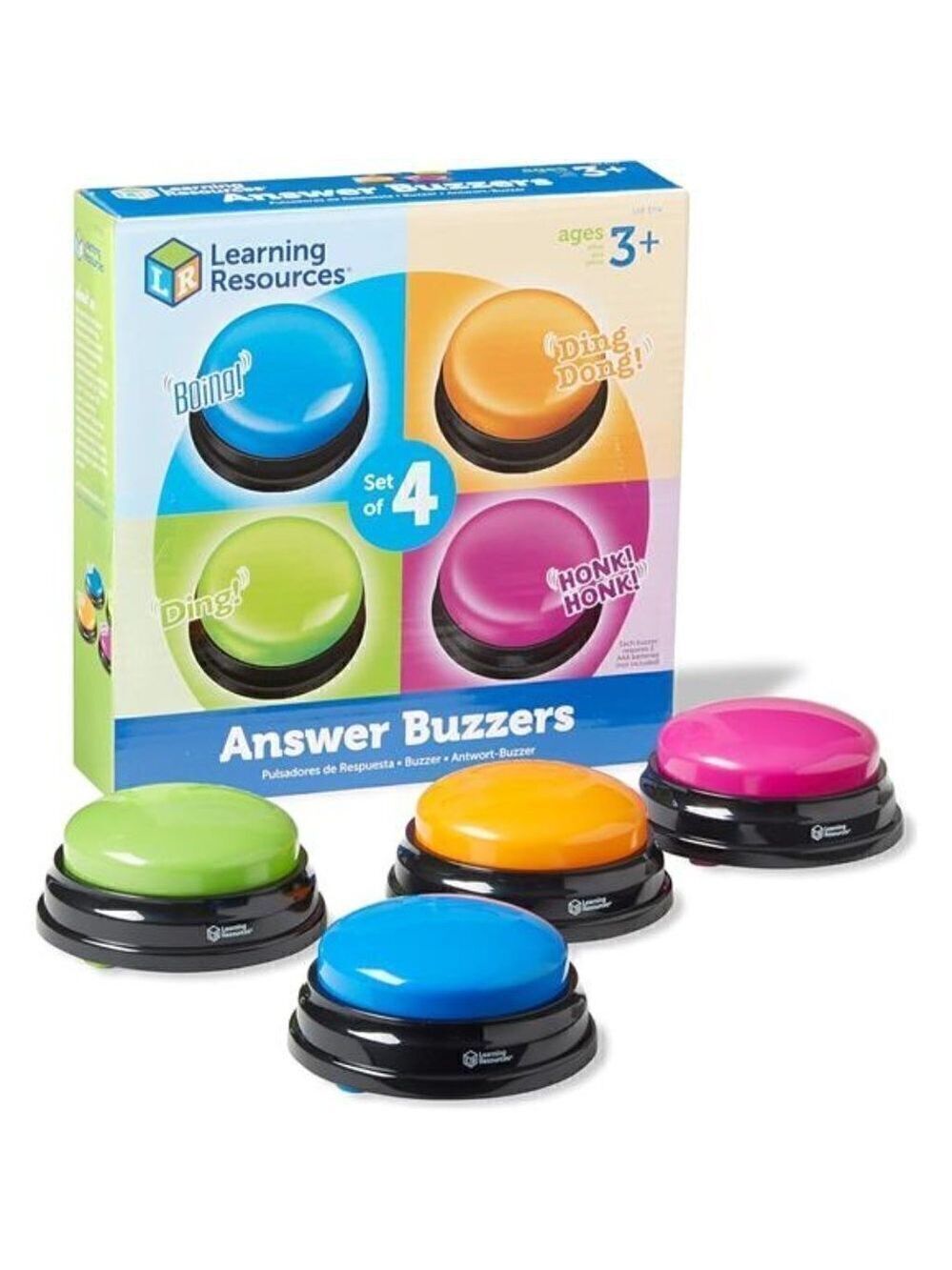 Answer Buzzers Set of 4 Ages 3+ Assorted Colored Game Family Trivia Night Kids